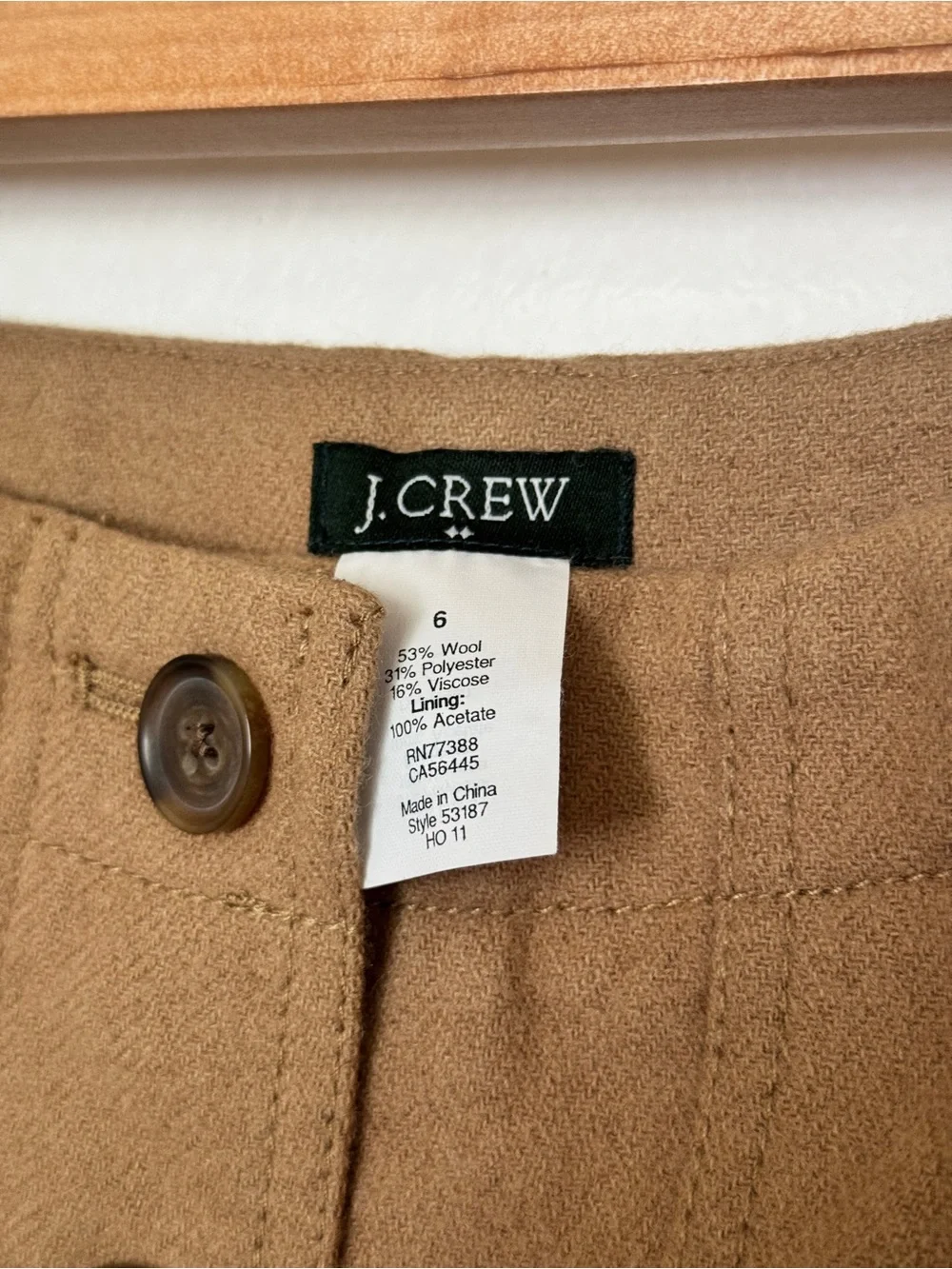 J. Crew Camel Brown Button-Front Mini Skirt